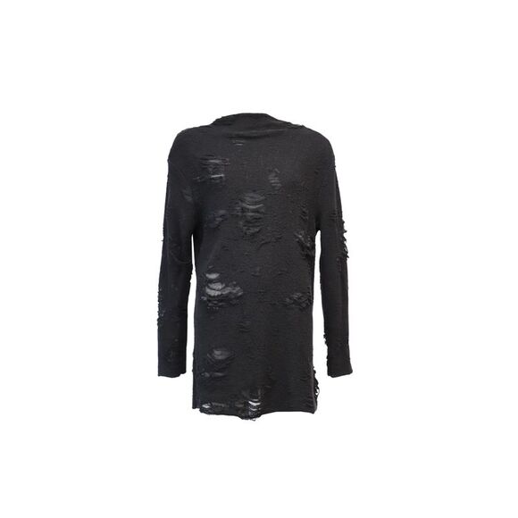 Iro x Anja Rubik Iriza Distressed Dress in Black Cotton